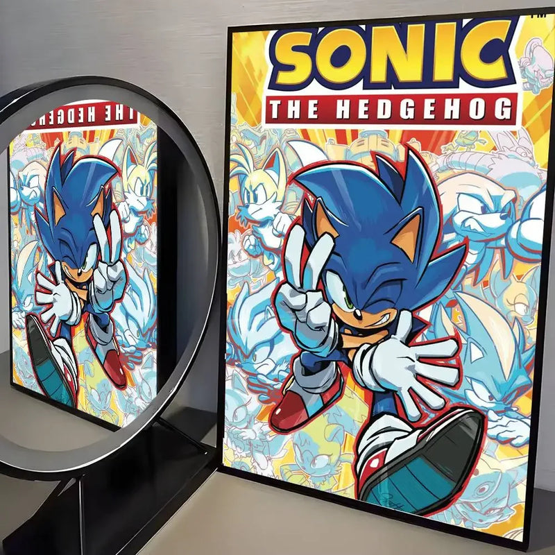 Sonic the Hedgehog HD Poster Art  Waterproof Wall Sticker for Home Living Room Bedroom Aesthetic Decoration