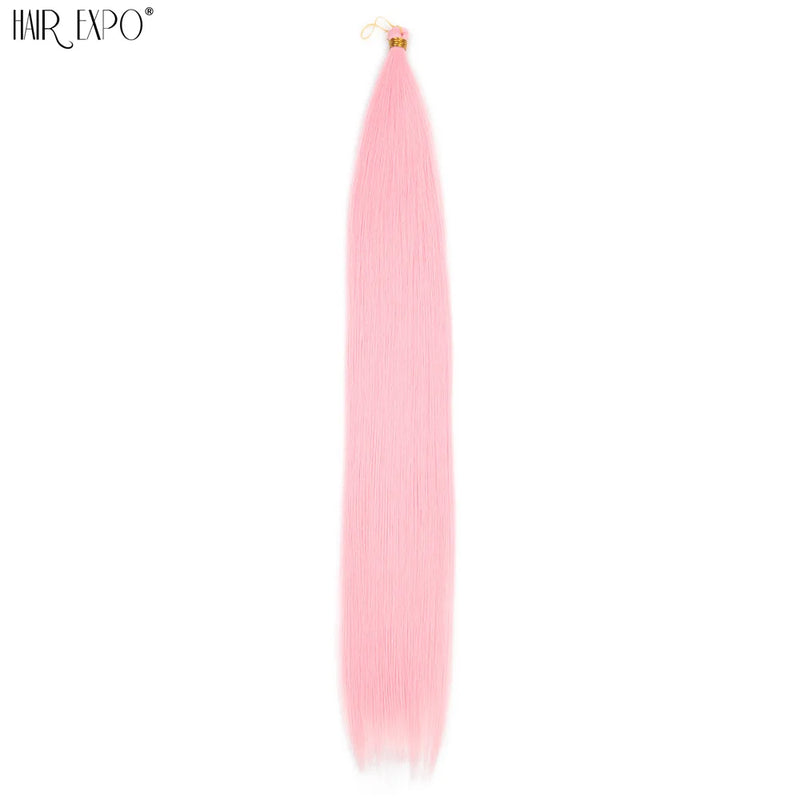 28Inch Ariel Straight Pony Hair Synthetic Yaki Hair Bundles Crochet Braids Hair Ombre Pink Orange Brown Crochet Hair Extensions