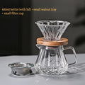 JUSTINLAU Hand Drip Coffee Pot Set High Borosilicate Glass Coffee Brewing Pot Espresso Filter Cups Household Coffee Accessories