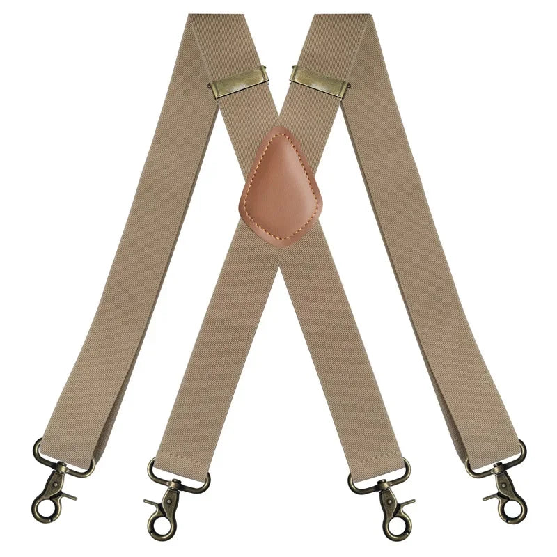 Deepeel 3.5*120cm Men's Adult Suspender X - Type Braces 4 Clips Hook Buckles Adjust Strap Elastic Belt - Visuel 13 | SAMAG
