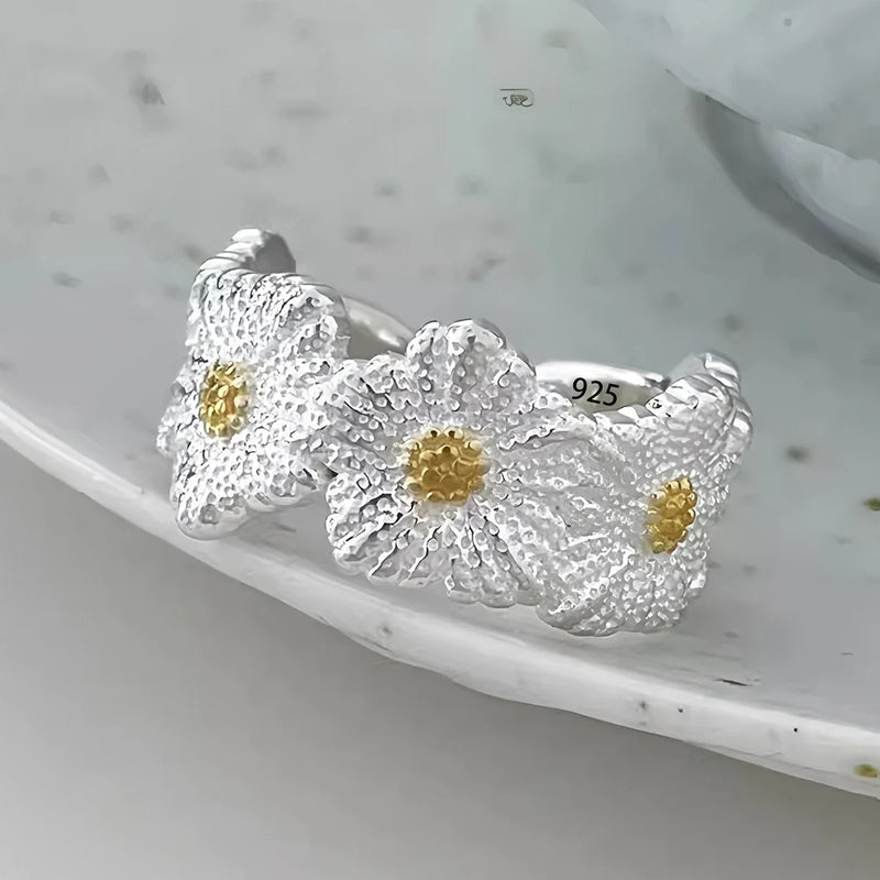 VENTFILLE 925 Sterling Silver Irregular Design Wave Golden Stackable Finger Rings Trendy Adjustable For - Visuel 29 | SAMAG