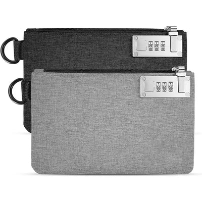 B04C - Aerthezu Money Bag With Lock, Travel Safe Cash Locking In Black& Grey, Zipper Secure Bank 2 - Pack | SAMAG