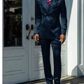 Fashionable Men Suits Satin 2 Piece Jacket Pants Sets High Quality Prom Party Blazer Double Breasted Peak Lapel Male Clothing