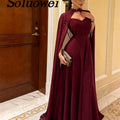 Luxury Chiffon Evening Dresses Sweetheart Beaded Cape | SAMAG