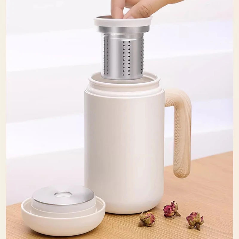 Thermo Mug Ceramic Liner with Handle Tea infuser 420ML 14OZ Office Cup Coffee Tumbler insulated Flask Water Bottle termos Inner