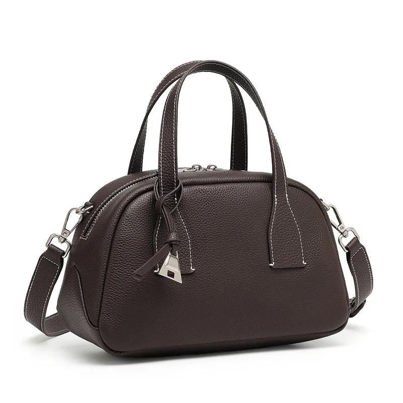Elegant Genuine Leather Boston Handbag Women’s  Shoulder Bags Lady New Multi-Functional Crossbody Bag for Daily Casual & Work