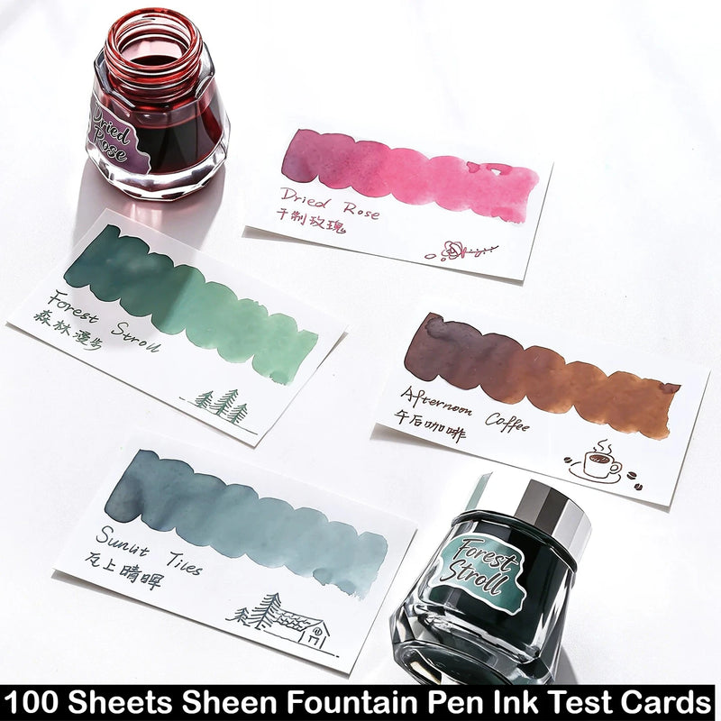 100 Sheets 54x90mm Sheen Fountain Pen Ink Test Cards Swatch Watercolor Paper Chromatography Paper Stationery School Supplies