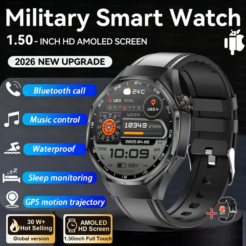 NEW GPS Outdoor fitness NFC Smart Watch 1.5 Inch AMOLED Screen Bluetooth Call IP67 Waterproof Man Smart Watches For Man 2026