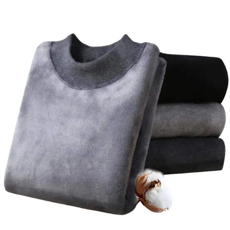 Men's Thermal Underwear Set Thickened Long John Cotton Tops Trousers High Collar Thick Winter Conjunto Termico Masculino Inverno
