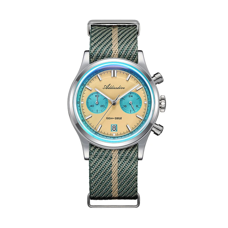 ADDIESDIVE Top Brand Men's Watch 10Bar Waterproof Bubble Mirror Glass Quartz Watches BGW9 Luminous Chronograph Diving Wristwatch