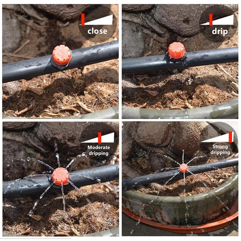 30-5m Garden LCD Button Timer Irrigation Set 0-80L/H Rotating Adjustable Nozzle Intelligent Display Automatic Watering System