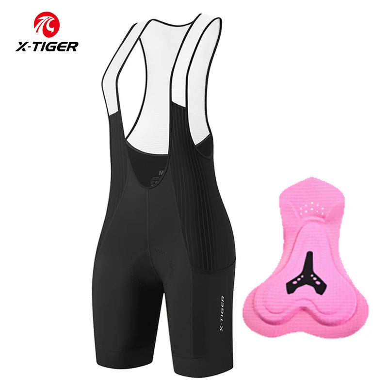 X-TIGER Bib Shorts Cycling Women 5D Thick Padding Mountain Road Bike Bib Shorts Summer UV Protection Professional Cycling Shorts