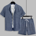 Summer Men's Cotton Linen Texture Stand Collar Short | SAMAG