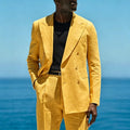Summer Linen Double Breasted Men Suit Set Separates 2 Pieces Custom Jacket with Pants for Beach Wedding Groom Tuxedo 2026