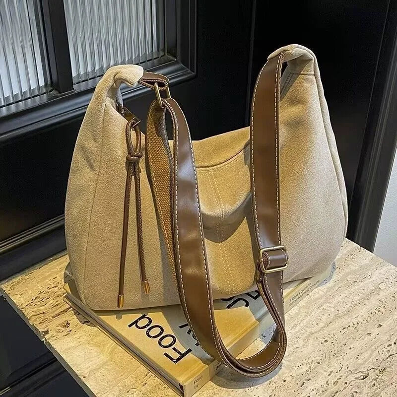 New Women's Handbags Trendy Retro Large Capacity PU Leather Shoulder Crossbody Bag Autumn and Winter Versatile Commuting Handbag