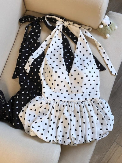 Backless Sexy Halter Beach Babydoll Crop Tops Women Polka | SAMAG