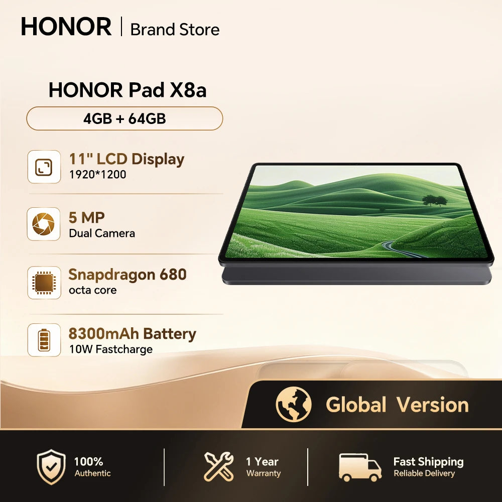 HONOR Pad X8a Android 14 Tablet 11-inch 90Hz Eye-Care Screen 8300mAh 4 Speakers Multi-Screen Collaboration