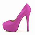 Women Sexy Pumps Stilettos 14cm Super High Heels Round Toes Platform Thin Heel NightClub Party Dress Red Wedding Shoes Big Size