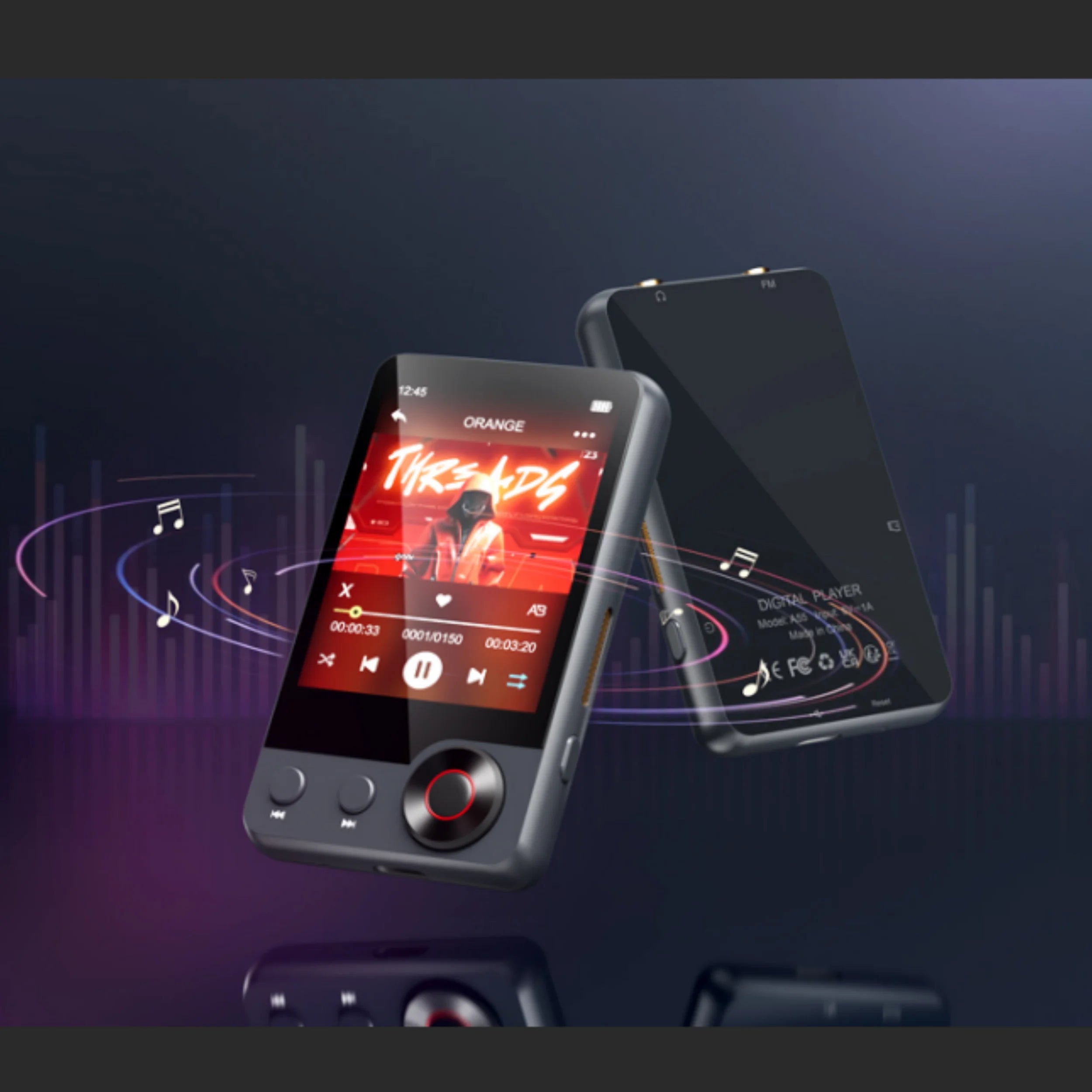 128GB MP3 player (with Bluetooth 5.3), 2.4’ portable full touchscreen music player (with speakers and Micro SD card slot)