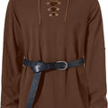 Men Medieval Lace Up Linen Long Sleeve Tunic Viking | SAMAG