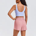 Porty Lady Solid Color High-Waist Yoga Running Double-Layered Anti-Glare Fitness Tight-Fitting Sports Shorts