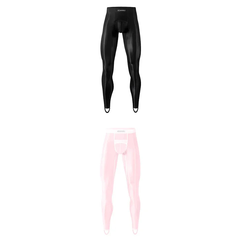 1/2/3PCS Men's Leggings Underwea Thin Sexy Transparent Ice Silk High Stretch Foot Anti Slip Pants Fitness Bottoms Pants AD776