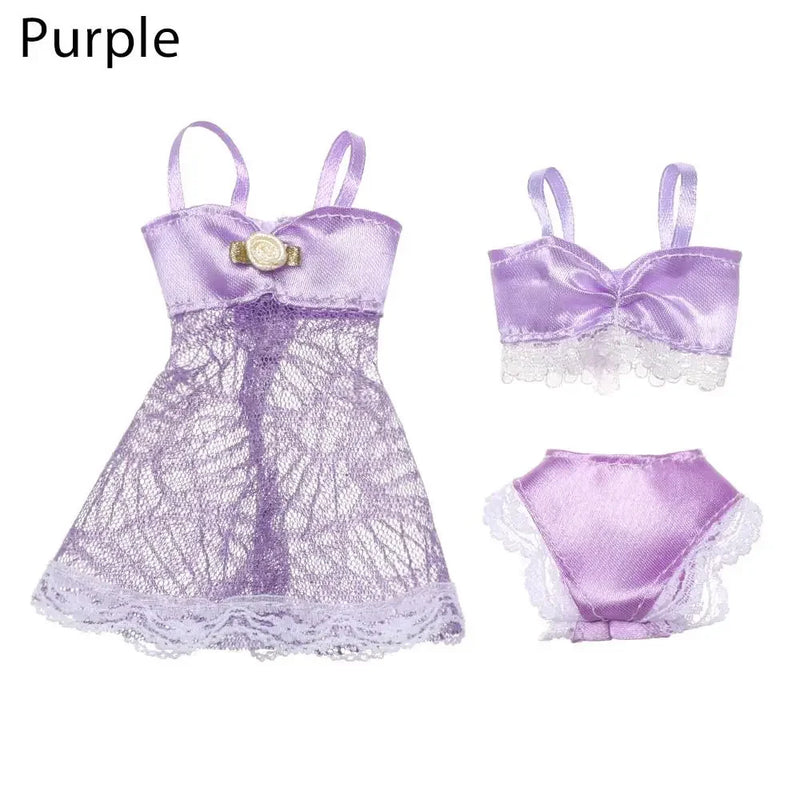 1Set Soft Lace Underwear Bra Briefs For 30CM Doll 1/6 Knickers For Blythe 1/6 BJD Dolls Top Underpant For Dollhouse Kids Toy
