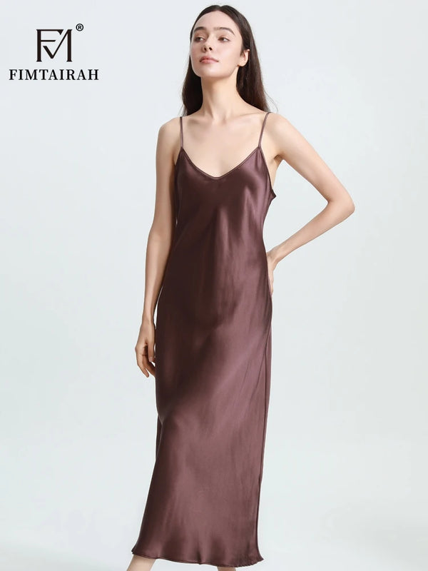 FIMTAIRAH   Sexy Comfortable  00% Mulberry Silk Nightdress  Silk home wear black  Silk Long Night Dress   Silk Nightdress Women1