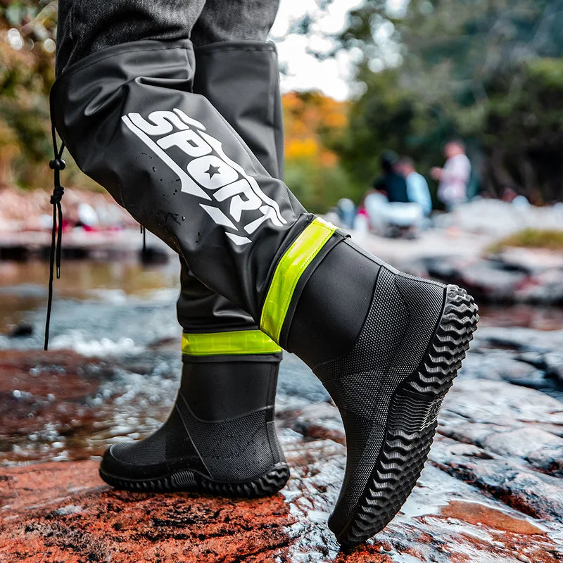 Men's Fashion Rain Boots High-Top Rain Boots For Outer Wear Long-Tube Waterproof And Non-Slip Couple Style Outdoor Fishing Boots