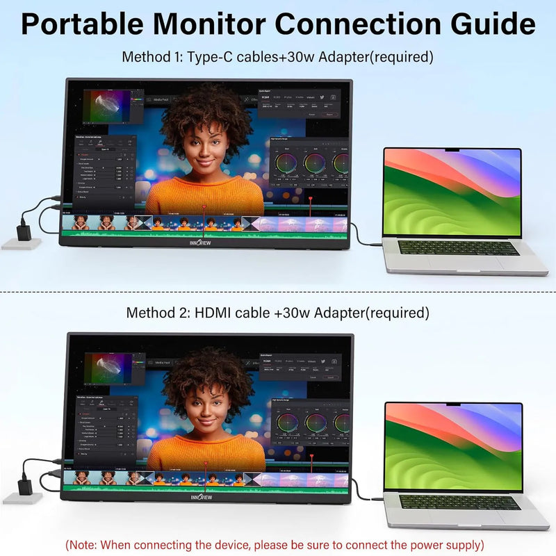 23.8 Inch 120Hz Portable Monitor 100%sRGB With VESA Hole Back Bracket Laptop Extended Display IPS Computer Display for Laptop PC