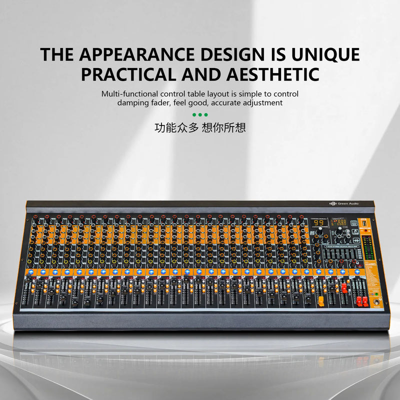 GAX-MV24 professional 24 channel dj audio mixer with reverberation effect conference stage performance mixer bar audio DJ