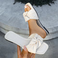 Summer Shallow Mouth Solid Color Bow Flat Slippers Fashionable New Style Comfortable and Casual Outdoor Beach Women's Slippers