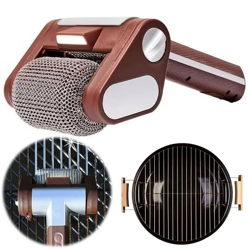 Rechargeable Electric Stainless Steel Roller Grill Cleaner Brush - Barbecue Cleaning Scrub Brush for Grills Kitchen Tools