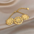 Vintage Gold Plated Stainless Steel Coins Wrist Bracelet for Women Men Classic Ethnic Cuff Bracelets Waterproof Jewelry