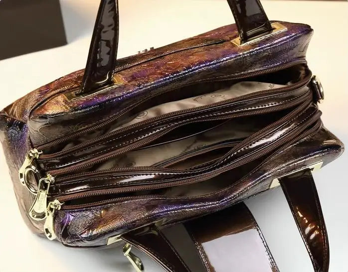 Luxury Fashion Women's Handbags Lady Genuine Leather Shoulder Messenger Bag Three Layer Zipper Compartment Boston Bags 2024 New
