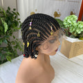 Synthetic Cornrow Braided Wigs Full Lace Short African Box Braiding Wig Transparent Lace Frontal Braids Wigs for Black Women