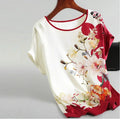 Plus Size Women's Silk Satin Blouse Spring Summer Floral - View 6 | SAMAG