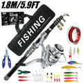 Telescopic Fishing Rod Spinning Reel Combo Full Set Portable Carry Bag Simulation Lures Hooks Line Plier For Saltwater Freshwate