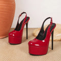 New Women's 16CM Sexy Tound Toe Super High Heels Shoes Waterproof Table Glossy Banquet Shoes Size 35-42