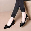 Luxury Metal Buckle Women's Suede Pointed Toe Chunky Mid Heel Elegant Office Dress Shoes Designer Wedding Party Heels 2026