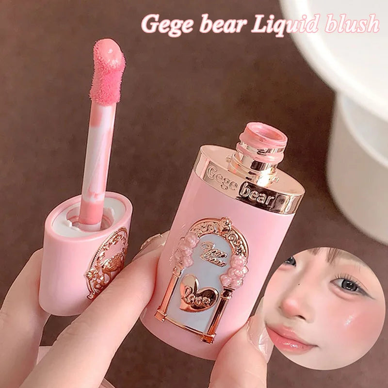 Gege Bear Strawberry Pink Liquid Blush Korean Makeup Matte Nude Apricot Tint Blusher Brighten Face Rubores Rouge Cute Makeup