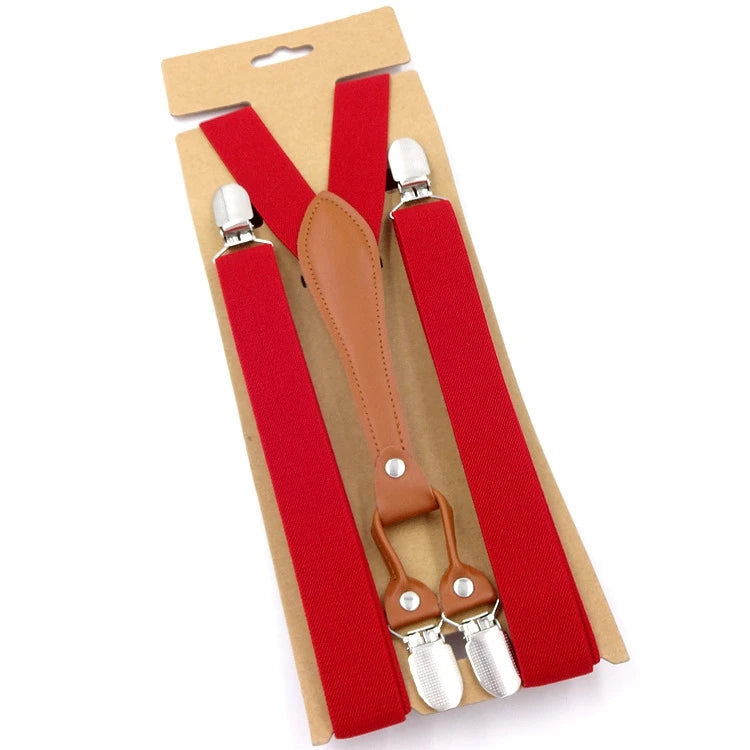 New Fashion Suspenders Men Women Adult Leather Trimmed End Y Back Adjustable Elastic Trouser Braces Strap - Visuel 13 | SAMAG