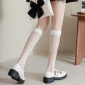 Crystal Silk Socks Stockings Women Summer Ultra-thin Transparent Nylon Long Socks Lingerie Sexy Lace Floral Knee Socks Stockings