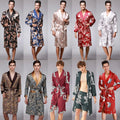 Traditional Japanese KIMONO Fashion YUKATA Oriental Gold Dragons Pattern Bathrobe Summer Men Ice Silk Robes Pajamas  Sleepwear