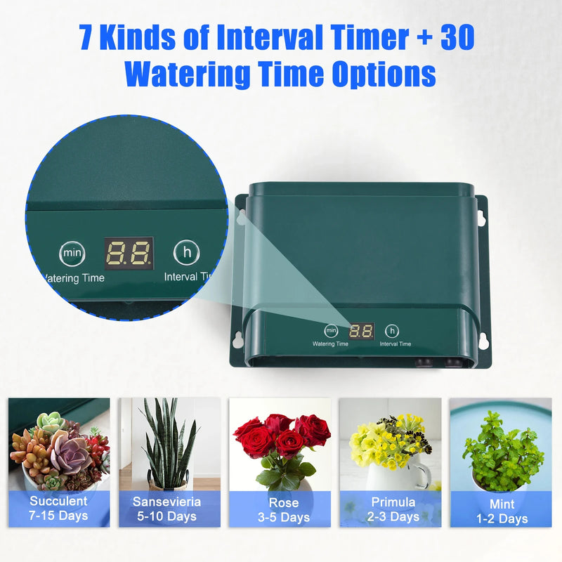 Solar Automatic Drip Irrigation Kit 7 Timing Modes 30 Watering Modes 32.8FT Automatic Watering Irrigation System Set for Garden