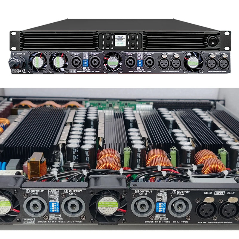ShennDare 4x2800W Audio Professional Power Amplifier 4 Channels 1U Subwoofer Amplifier Class D Line Array Speaker Preamplifier