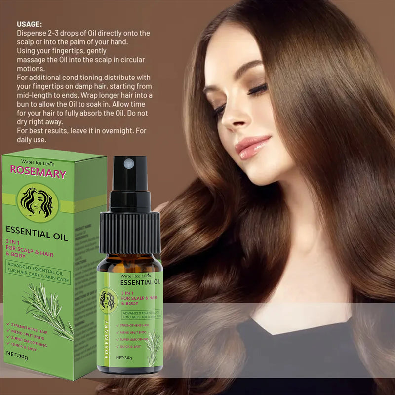 Rosemary 3-in-1 Essential Oil for Hair & Scalp - Strengthens & Smooths, Frizz Control, Winter Nourishment, Fast Absorption