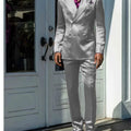 Fashionable Men Suits Satin 2 Piece Jacket Pants Sets High Quality Prom Party Blazer Double Breasted Peak Lapel Male Clothing