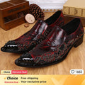 Italian men's dress shoes black metal rivet pointed men's leather business shoes, party shoes men's flat shoes