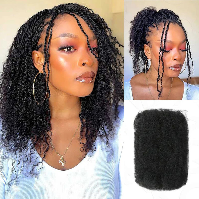 Sleek Remy Afro Kinky Curly Bulk Hair For Braiding QVR Peruvian Virgin Human Hair Bulk For Locs Natural Brown Color Braids Hair